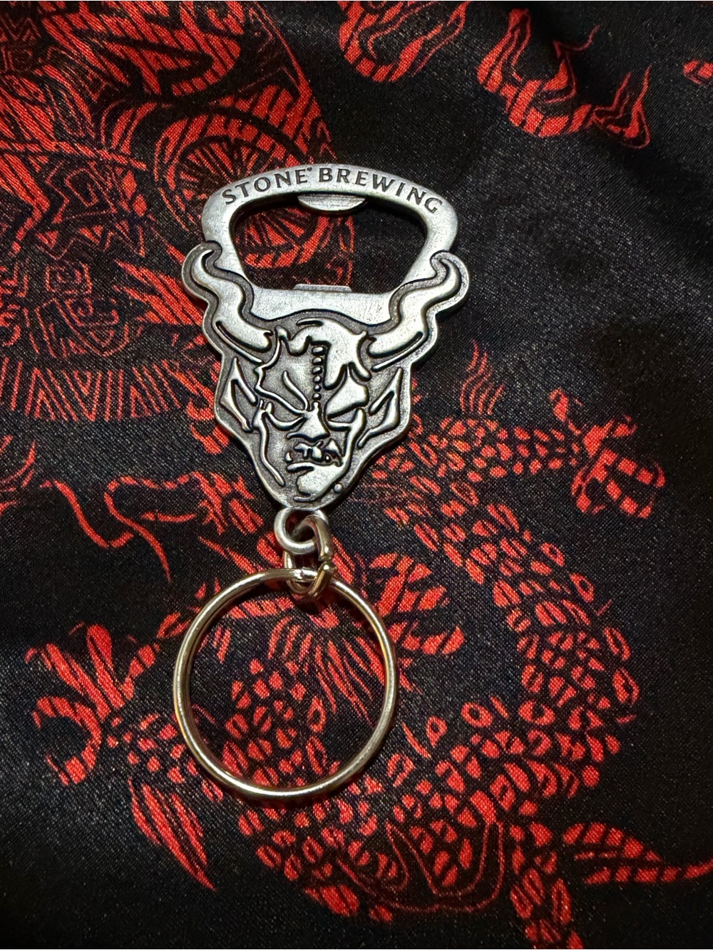Stone Brewing Devil Bottle Opener Keychain - Silver with Black Accent